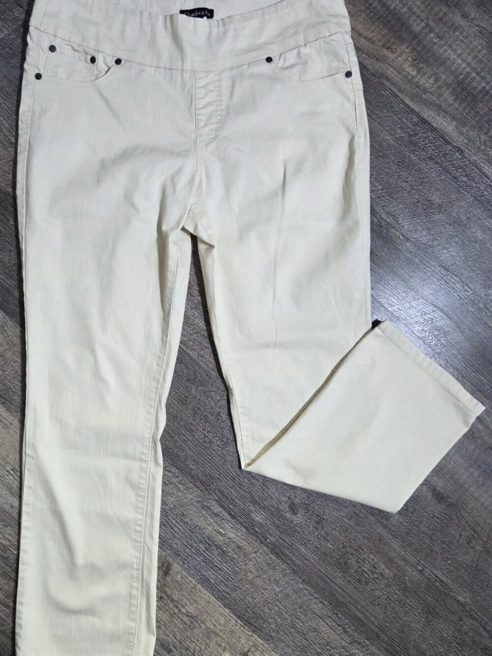Chadwicks Pants Straight Leg Relaxed Fit Cream Color Sz 14